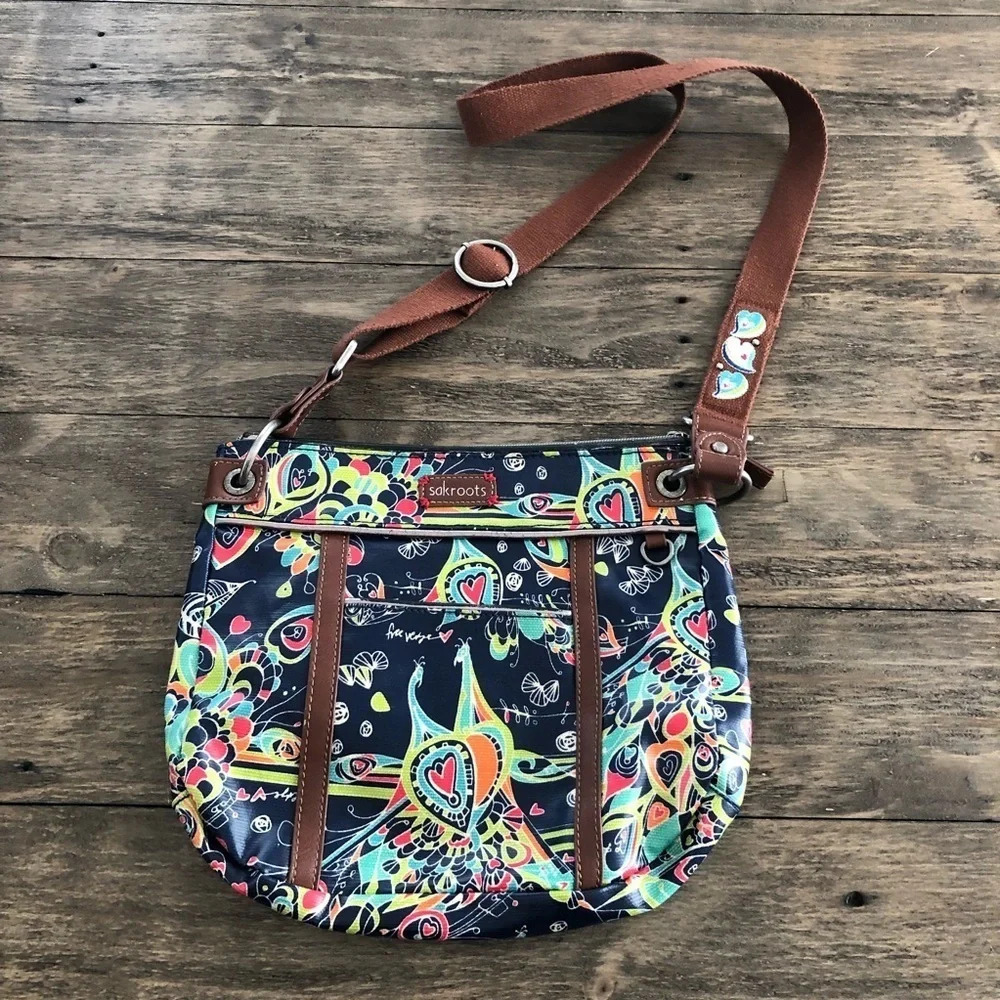 Sakroots Coated‎ Canvas Crossbody Bag Navy Boho